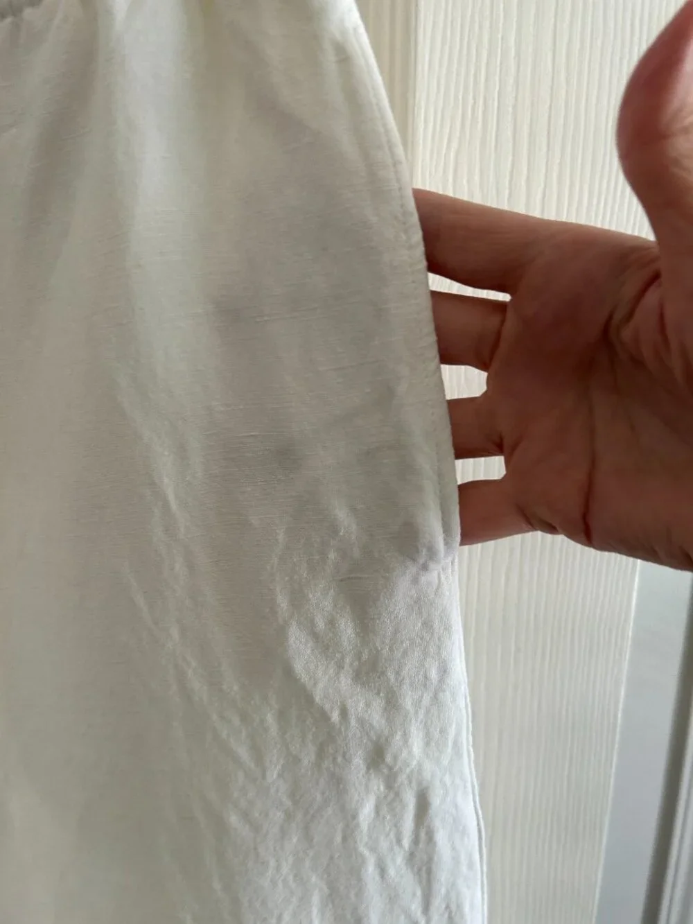 H&M White Linen Blend Wide Leg Pants
